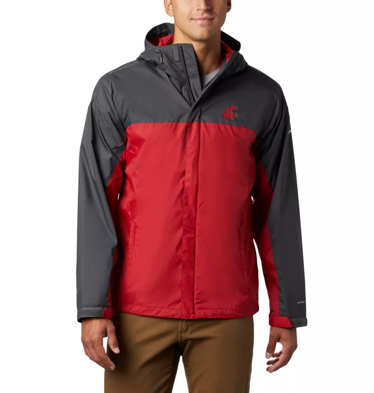 Men's Collegiate Glennaker Storm™ Rain Jacket - Washington State WAZ - Dark Grey,Red Velvet