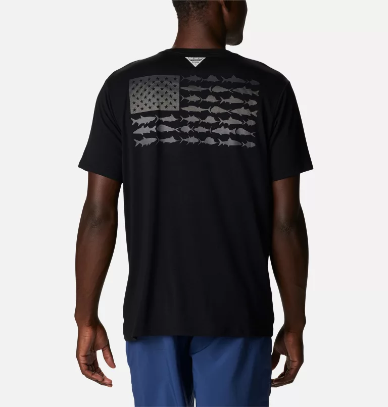 Men's PFG™ Fish Flag Tech Short Sleeve Shirt Black,Graphite Gradient