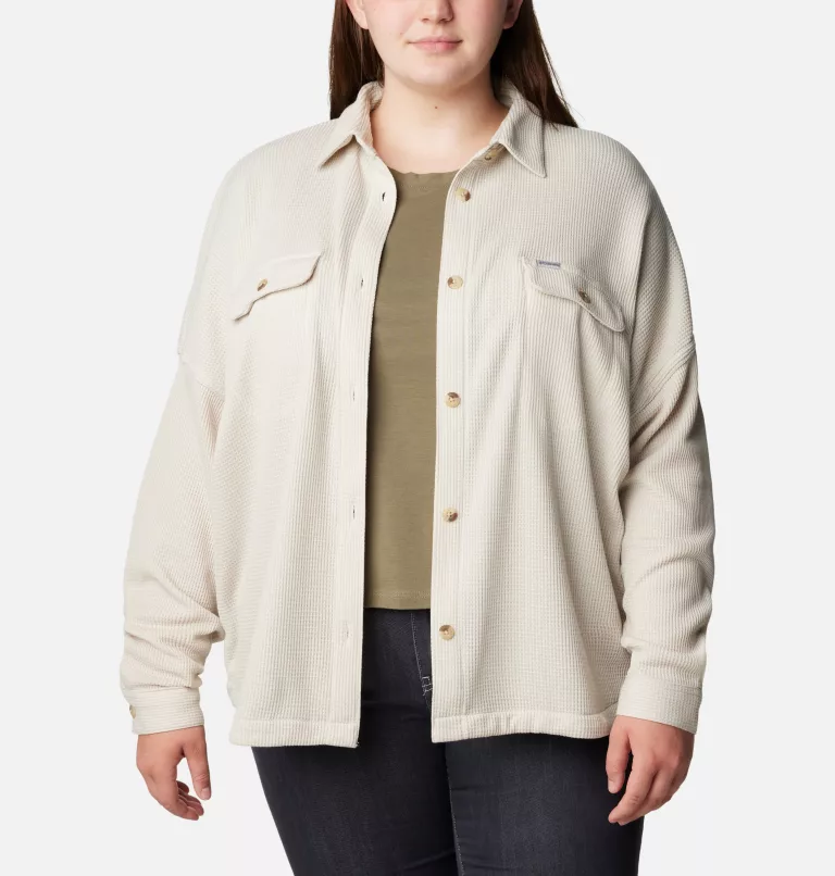 Women's Holly Hideaway™ Waffle Shirt Jacket - Plus Size Dark Stone
