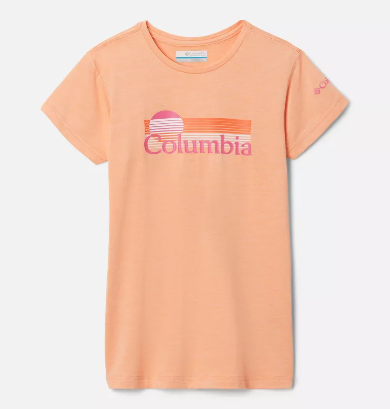 Girls' Mission Peak™ Short Sleeve Graphic T-Shirt Peach Hthr,Inverted Stripes Graphic