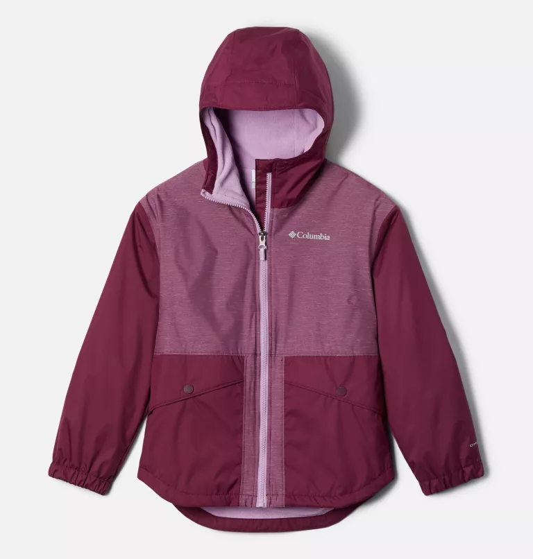 Girls' Rainy Trails™ Fleece Lined Jacket Marionberry,Marionberry Slub