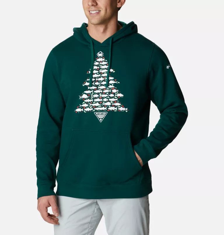 Men's PFG™ Crested Beaut Hoodie Dark Ivy Fish Tree Graphic