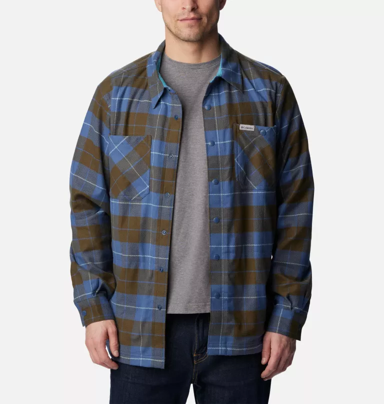 Men's Cornell Woods™ Fleece Lined Shirt Jacket - Tall Dark Mountain,Shasta Woodsman Tartan