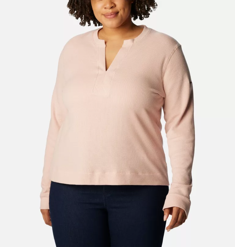 Women's Holly Hideaway™ Waffle Long Sleeve Shirt - Plus Size Dusty Pink