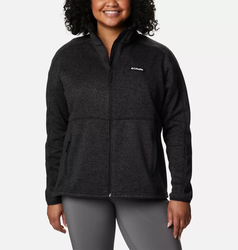 Women's Sweater Weather™ Fleece Full Zip Jacket - Plus Size Black Heather