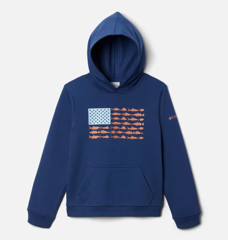 Kids' PFG™ Fish Flag Hoodie Black,Cool Grey