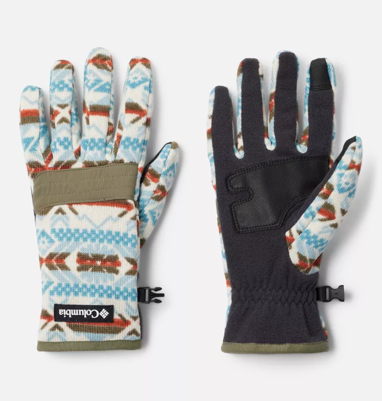 Men's Sweater Weather™ Fleece Gloves Stone Blue Checkered Peaks