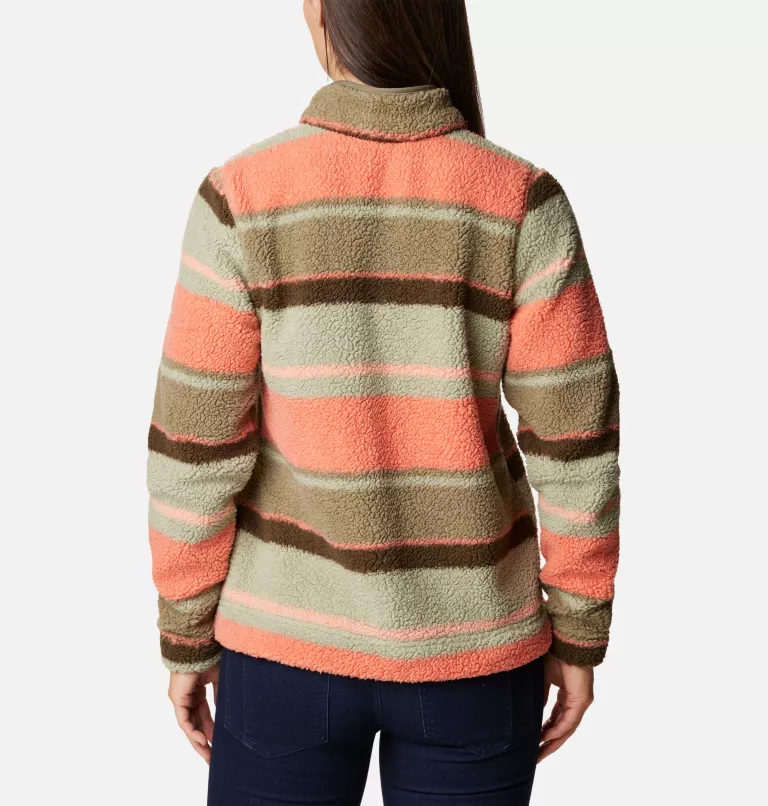 Women's West Bend™ Quarter Zip Fleece Pullover Stone Green Serendipity Stripe
