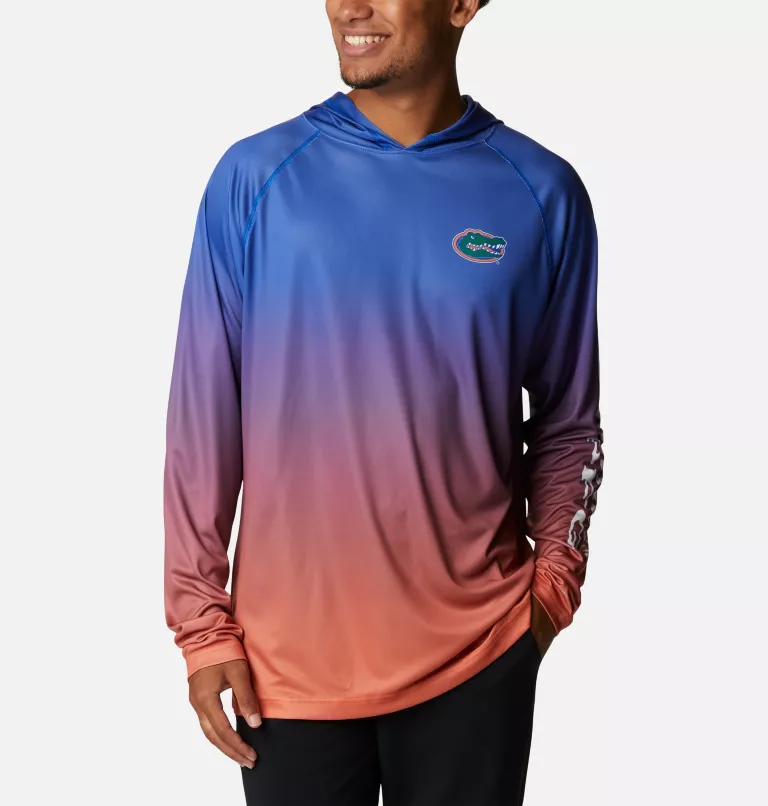 Men's Collegiate PFG Super Terminal Tackle™ Hoodie - Florida FLA - Azul Gradient Print