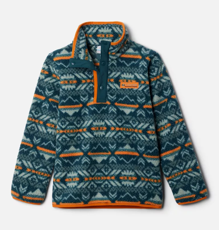 Kids' Helvetia™ Half Snap Fleece Pullover Night Wave Checkered Peaks,Metal