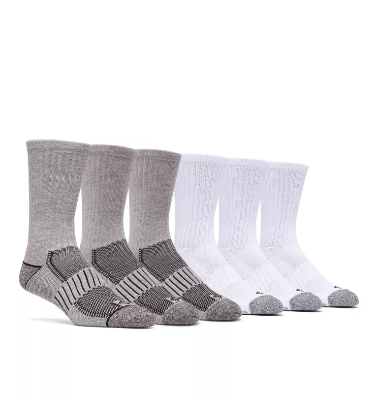 Men's 6PK Crew with Pique Sock White/Grey
