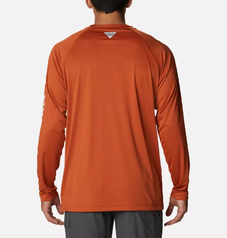 Men's Collegiate PFG Terminal Tackle™ Long Sleeve Shirt - Texas TEX - Cedar,White