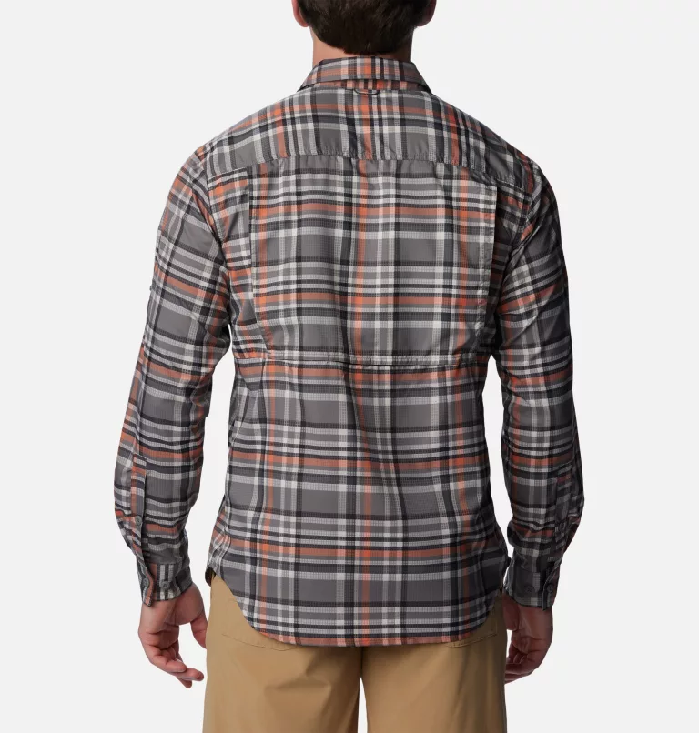 Men's Silver Ridge Utility™ Lite Plaid Long Sleeve Shirt City Grey Dispearsed Plaid