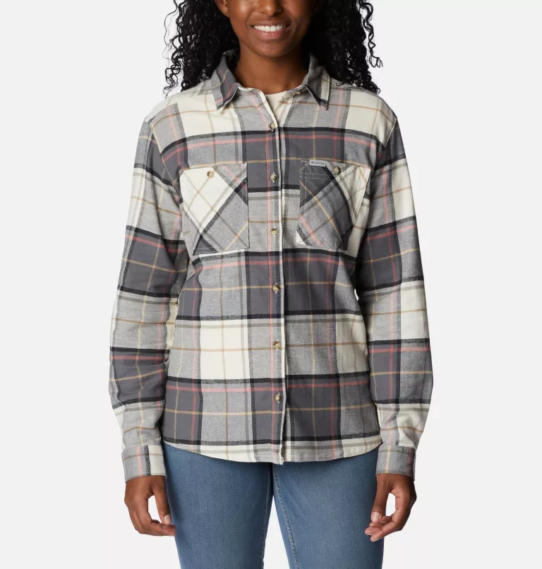 Women's Clay Hills™ Stretch Flannel Shirt Chalk Boyfriend Tartan