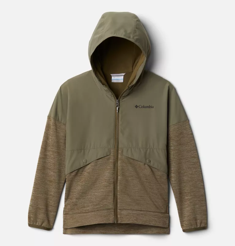 Girls' Out-Shield™ Dry Fleece Full Zip Jacket Stone Green Solid,New Olive Heather
