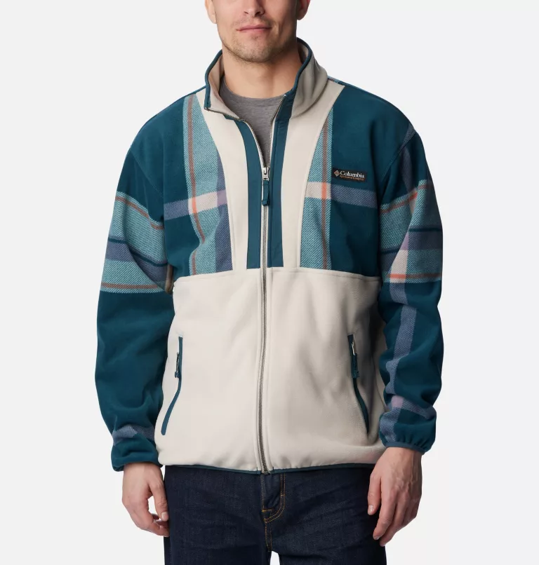 Men's Backbowl™ Remastered Full Zip Fleece Jacket Night Wave Super Mega Plaid,Dark Stone