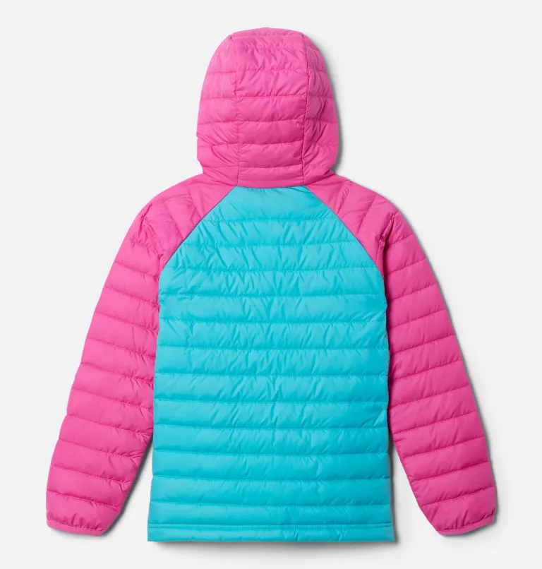 Girls’ Powder Lite™ Hooded Jacket Geyser,Pink Ice
