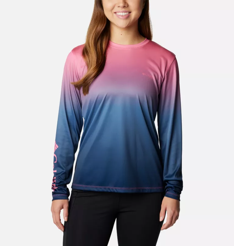 Women's PFG Tidal Tee™ Isle Rise Fade Long Sleeve Shirt Bluestone Gradient