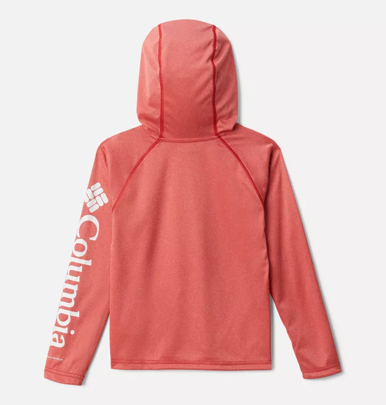 Boys' PFG Terminal Tackle™ Heather Hoodie Red Spark Heather,White Logo