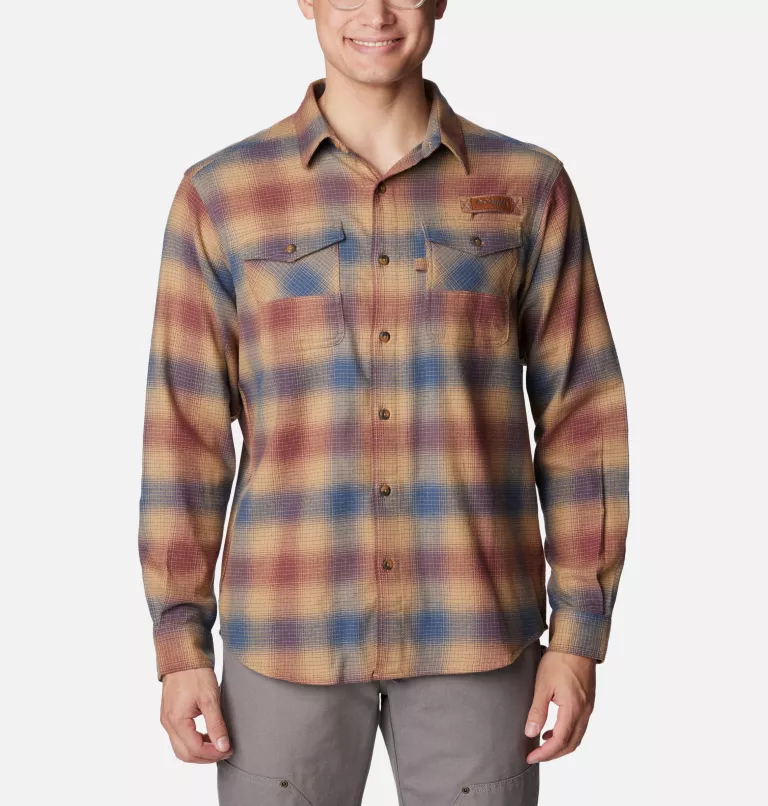 Men's PHG Roughtail™ Stretch Flannel Long Sleeve Shirt Zinc Buck Plaid