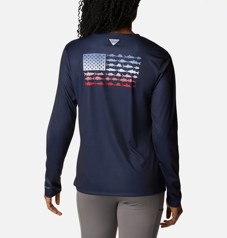 Women's Tidal Tee™ PFG Fish Flag Long Sleeve Shirt Collegiate Navy,Fish Flag Ombre