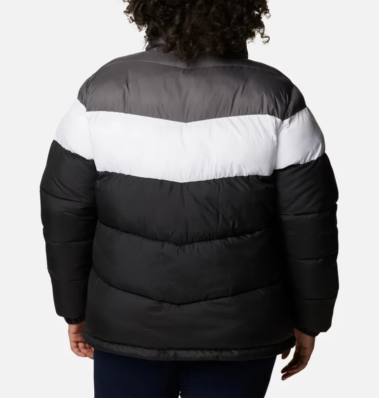 Women's Puffect™ Color Blocked Jacket - Plus Size Black,White,City Grey