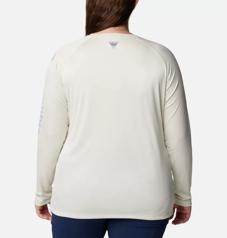 Women’s PFG Tidal Tee™ II Long Sleeve - Plus Size Stone,Fairytale Logo