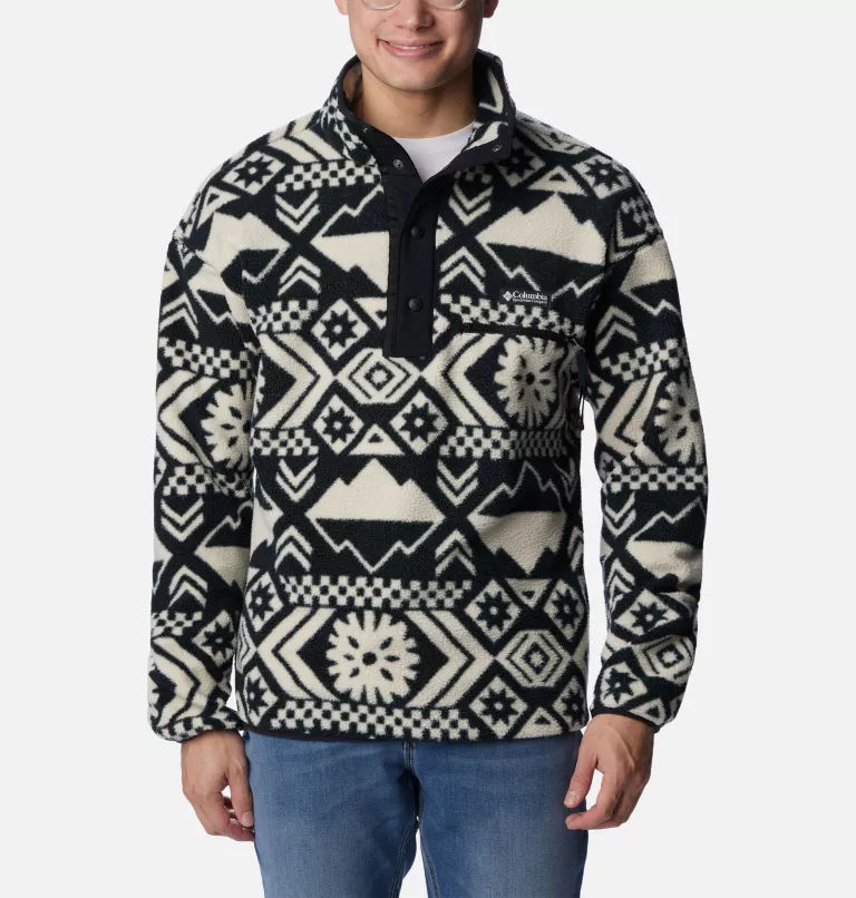 Men's Helvetia™ Half Snap Fleece Black Checkered Peaks Tonal