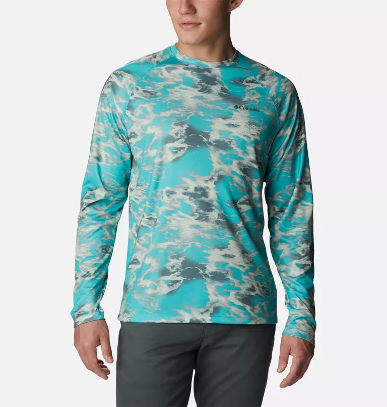 Men's Summerdry™ Printed Long Sleeve Shirt Bright Aqua Natureal Waves