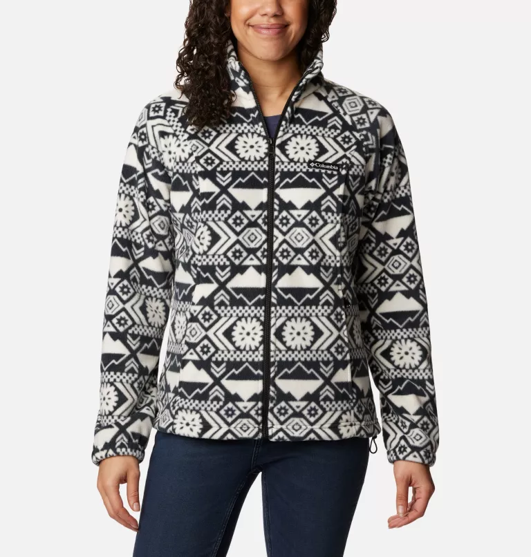 Women's Benton Springs™ Printed Full Zip Fleece Jacket Black Checkered Peaks Tonal