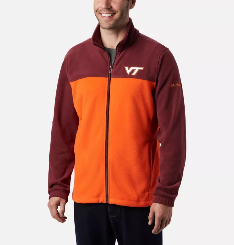 Men's Collegiate Flanker™ III Fleece Jacket - Virginia Tech VT - Deep Maroon,Tangy Orange