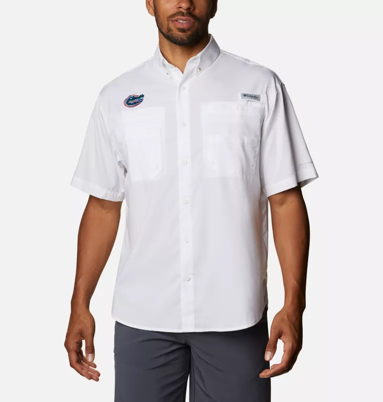 Men's Collegiate PFG Tamiami™ Short Sleeve Shirt - Tall - Florida FLA - White