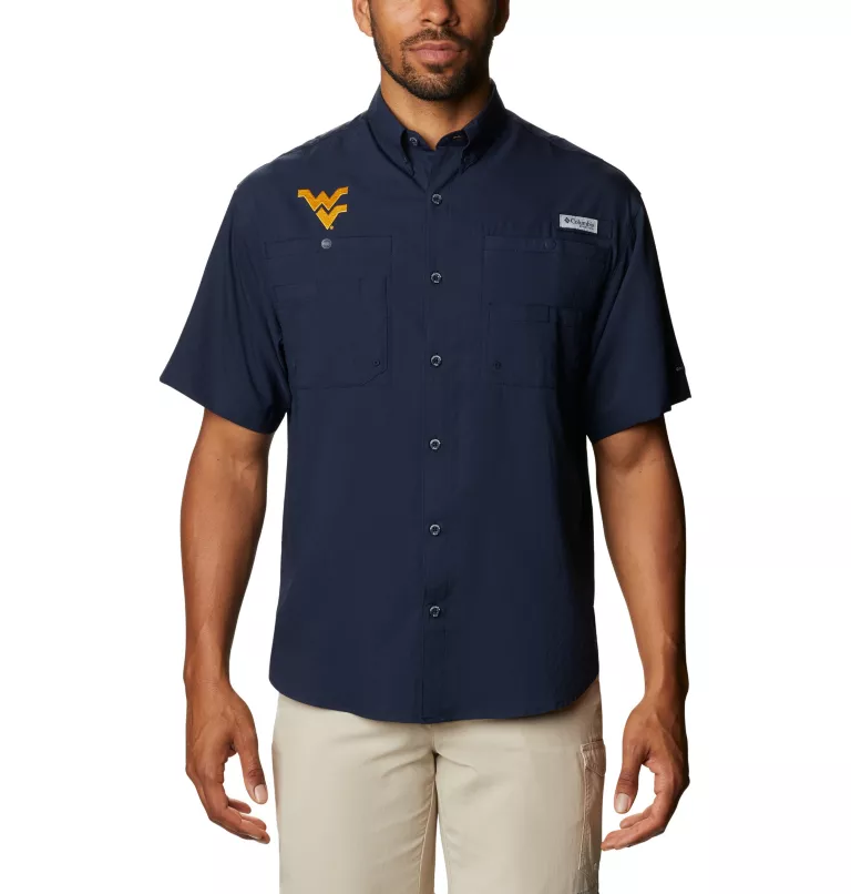 Men's Collegiate PFG Tamiami™ Short Sleeve Shirt - Tall - West Virginia WV - Collegiate Navy