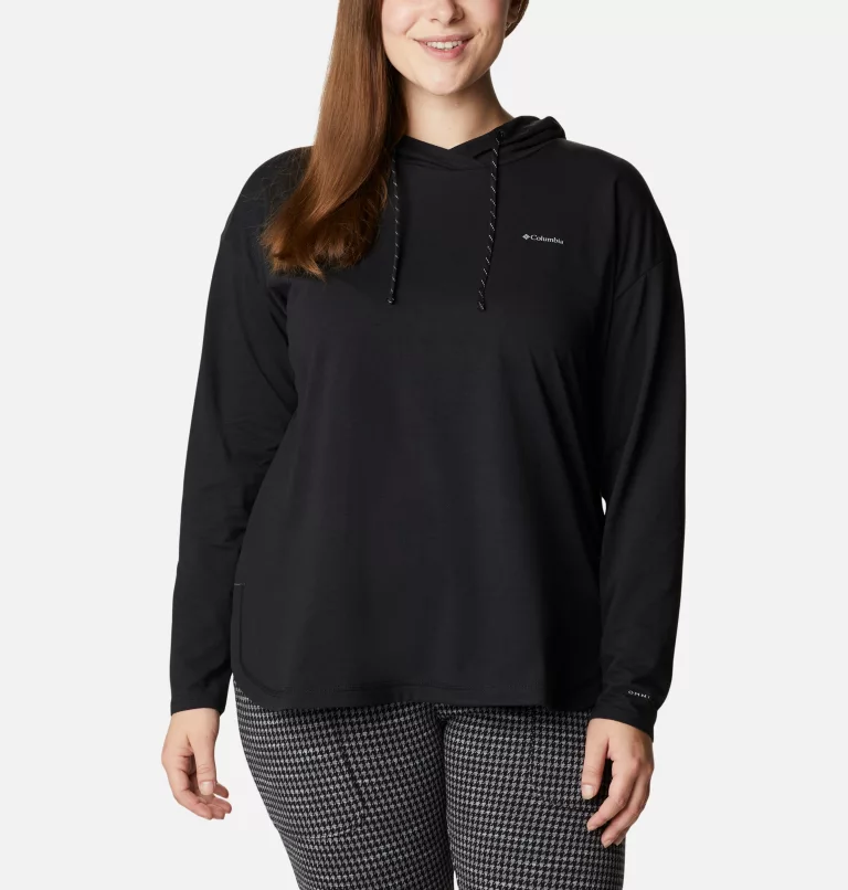 Women's Sun Trek™ Hooded Pullover - Plus Size Black