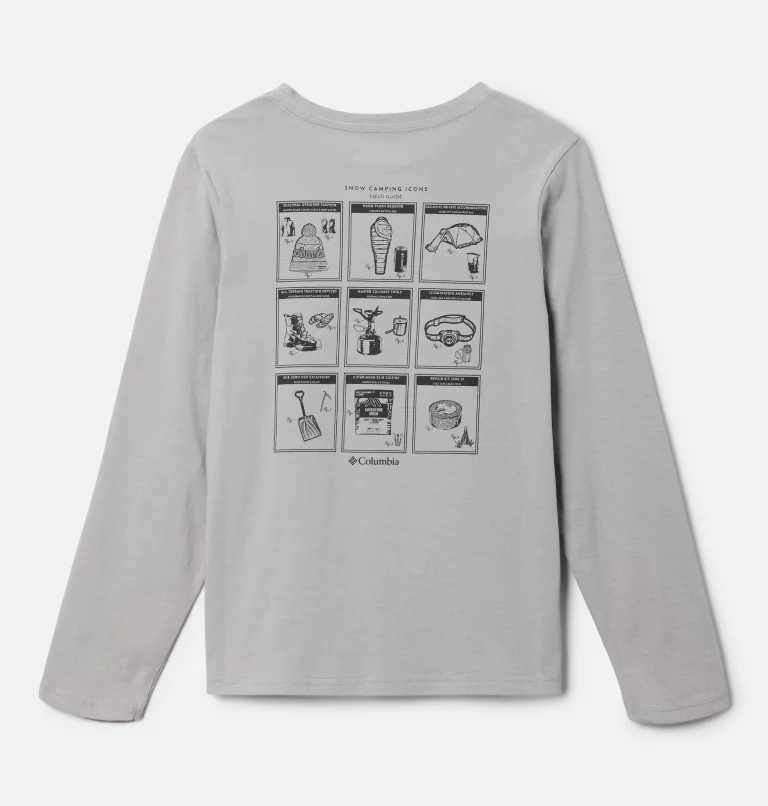 Boys' Dobson Pass™ Long Sleeve Graphic T-Shirt Columbia Grey,Outdoor Fun Icons