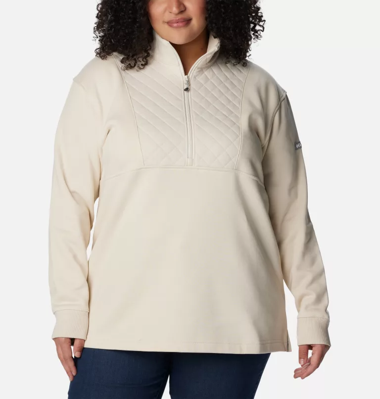 Women's Columbia Lodge™ Quilted Quarter Zip Tunic - Plus Size Chalk