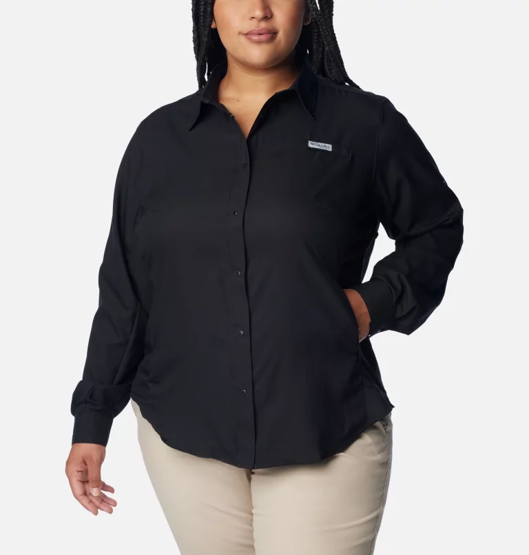 Women’s PFG Tamiami™ II Long Sleeve Shirt - Plus Size Black