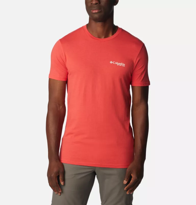 Men's PFG Rail Graphic T-Shirt Sunset Red