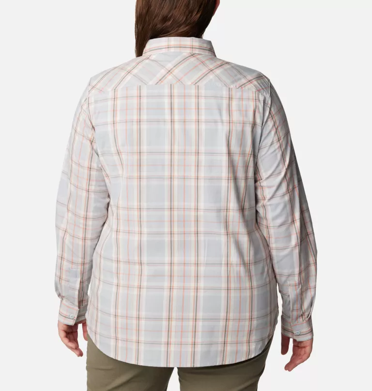 Women's Anytime™ Patterned Long Sleeve Shirt - Plus Size Dusty Pink CSC Tartan