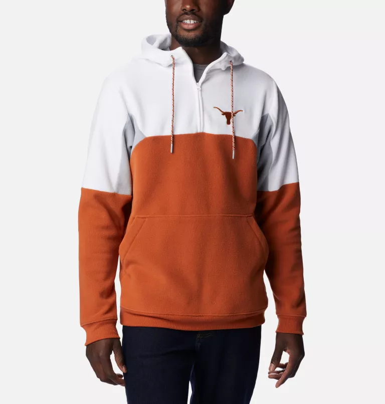 Men's Collegiate Columbia Lodge™ Fleece Hoodie - Texas TEX - Cedar,Columbia Grey,White