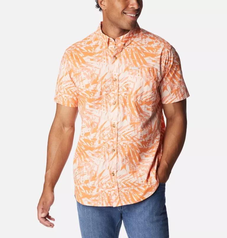 Men's Rapid Rivers™ Printed Short Sleeve Shirt Desert Orange Dye Palms