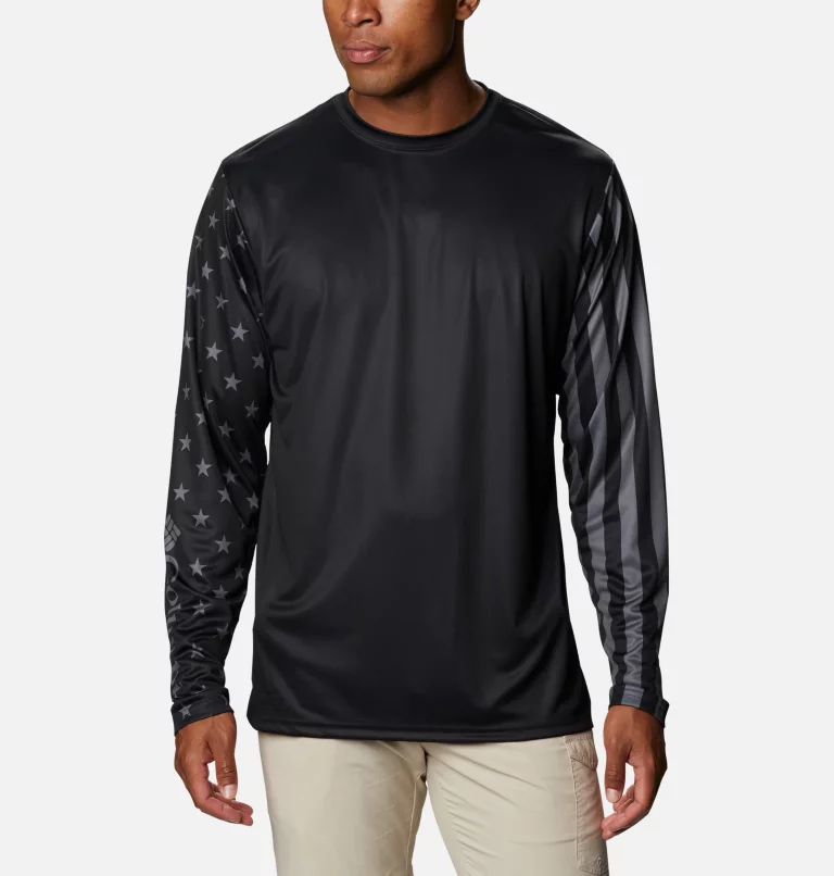 Men's PFG Terminal Tackle™ Americana Long Sleeve Shirt Black,City Grey