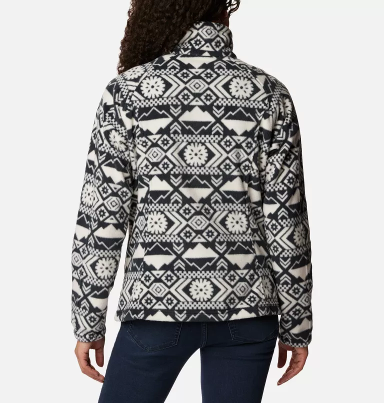 Women's Benton Springs™ Printed Full Zip Fleece Jacket Black Checkered Peaks Tonal