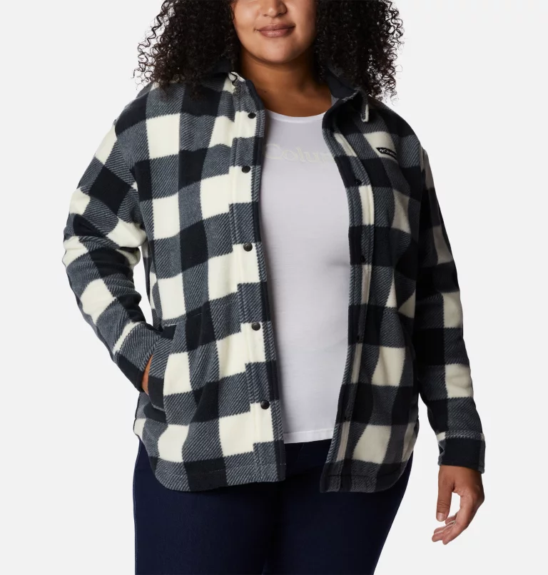 Women's Benton Springs™ Fleece Shirt Jacket - Plus Size Chalk Check Print