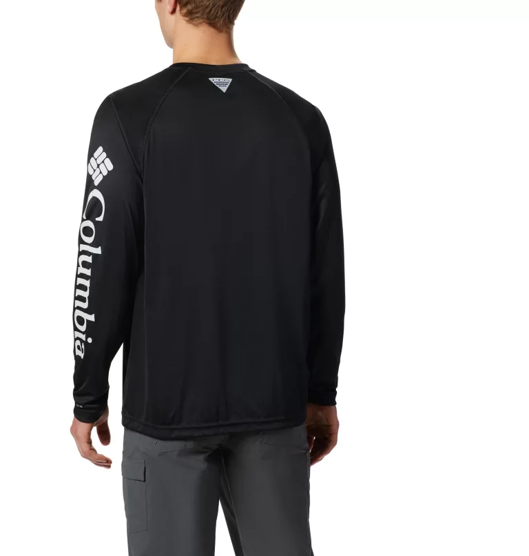 Men’s PFG Terminal Tackle™ Long Sleeve Shirt Black,Cool Grey Logo