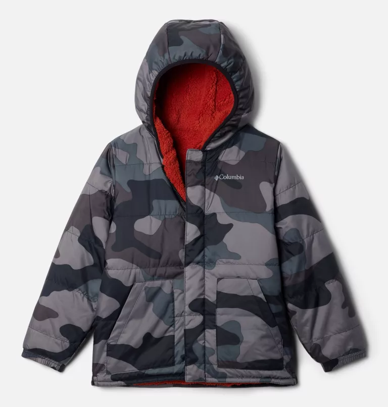 Boys' Big Fir™ Reversible Jacket Black Mod Camo,Warp Red