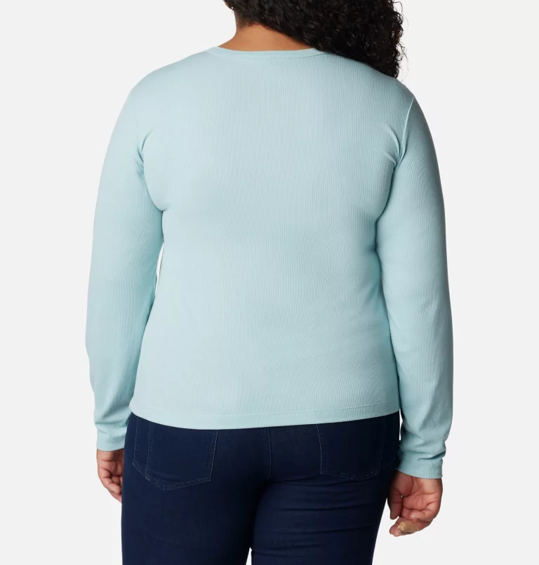 Women's Calico Basin™ Ribbed Long Sleeve Shirt - Plus Size Aqua Haze