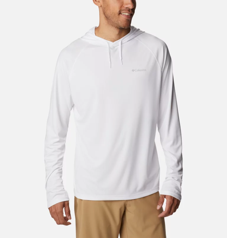 Men's Summerdry™ Raglan Hooded Long Sleeve Shirt White