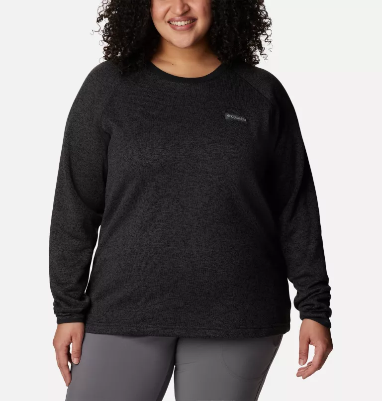 Women's Sweater Weather™ Fleece Crew Shirt - Plus Size Black Heather