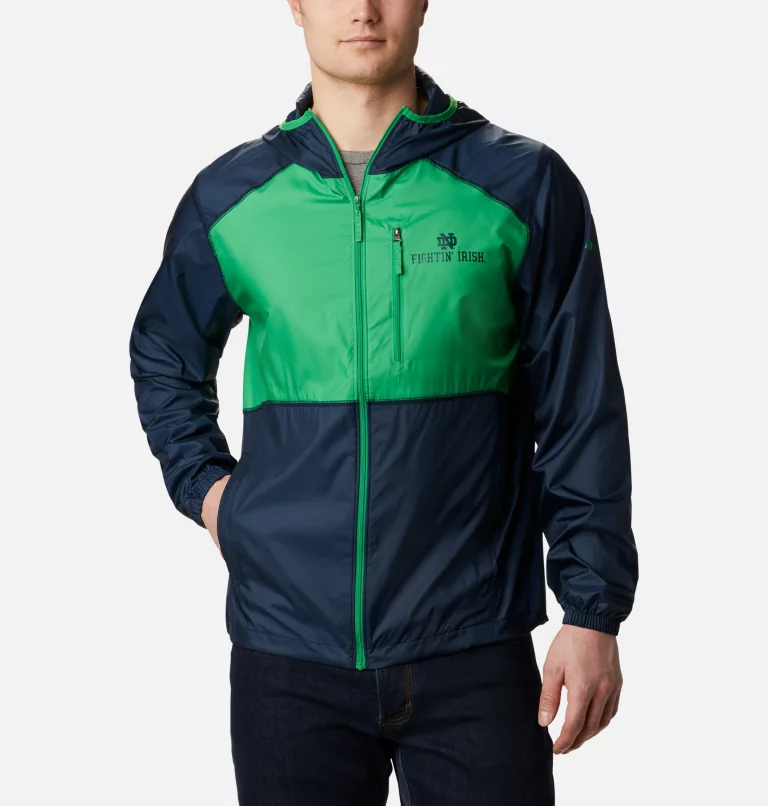 Men's Collegiate Flash Forward™ Jacket - Notre Dame ND - Collegiate Navy,Fuse Green